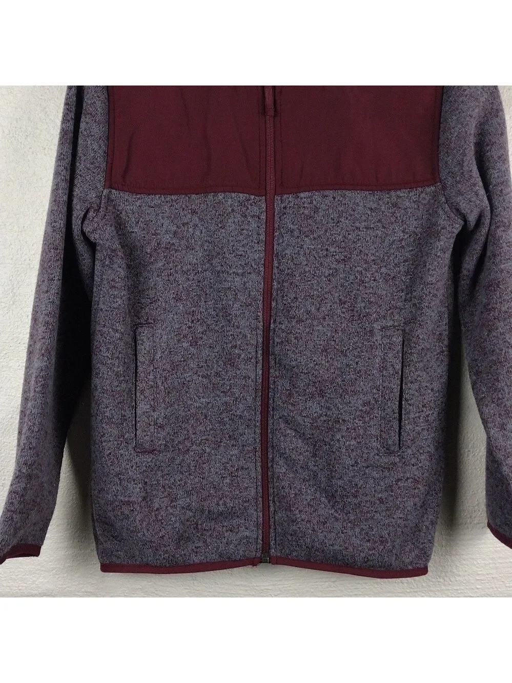 Children's Place Burgundy Fleece Knit Round Collar Long Sleeve Zip Up Jacket